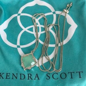 Kendra Scott Kacey long pendant necklace, gold and chalcedony